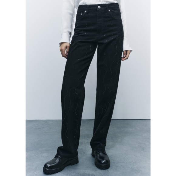 NWT Zara Rhinestone Jeans - Picture 4 of 11